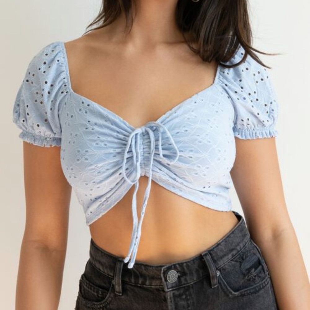 Garage Baby Blue Pretty Eyelet Tee